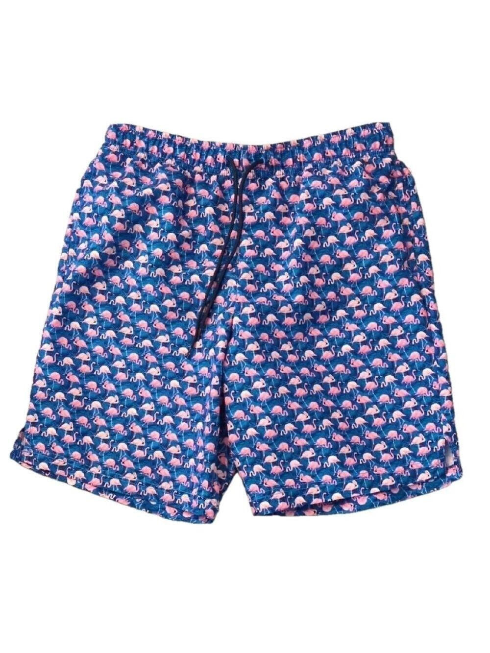 Con.Struct By Jos. A. Banks Pink And Blue Flamingo Swim Shorts Size Medium